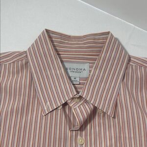 Sonoma Men's Casual Striped Shirt - Orange and White